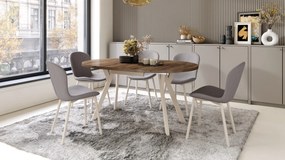 FIORA Lichtgrijs taupe (stof Basel 34) / beige frame - MODERNE GESTOFFEERDE STOEL VOOR WOONKAMER/EETKAMER LOFT