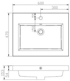 Lambini Designs Como wastafel mineraalmarmer 60cm met kraangat wit glans