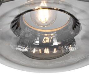 Art Deco plafondlamp zwart met smoke glas - Ayesha Art Deco E27 rond Binnenverlichting Lamp