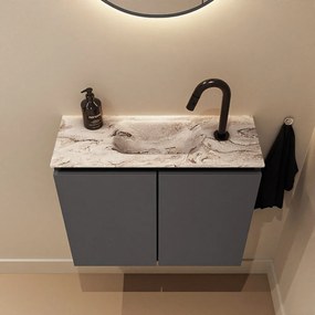 Mondiaz Ture DLux toiletmeubel 60cm dark grey met wastafel glace midden met kraangat