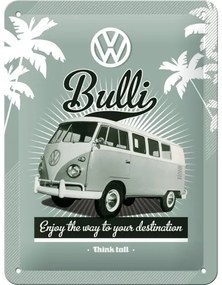 Metalen wandbord Volkswagen VW Bulli, (15 x 20 cm)