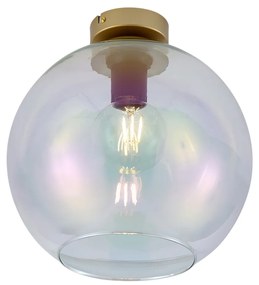 Art Deco plafondlamp goud met regenboog glas - Sandra