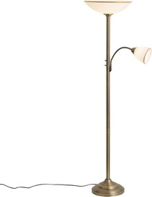 Klassieke vloerlamp brons met opaal glas 2-lichts - Katarina