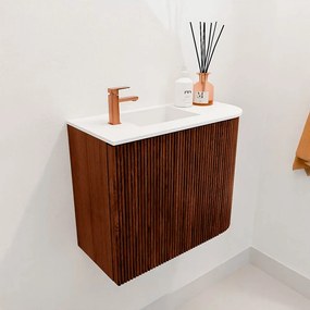Mondiaz Joya 50cm toiletmeubel ronding rechts ruby met wastafel faye links 1 kraangat talc