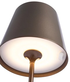 Moderne tafellamp donker brons 37cm incl. LED dimbaar IP54 oplaadbaar - Topi Modern IP54 rond Binnenverlichting Steen / Beton Lamp