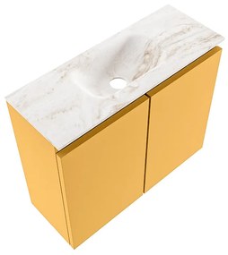 Mondiaz Ture DLux toiletmeubel 60cm ocher met wastafel frappe midden zonder kraangat