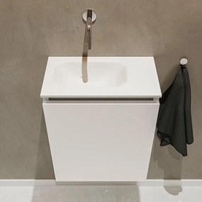 Mondiaz Ture 40cm toiletmeubel linen met wastafel talc links geen kraangat