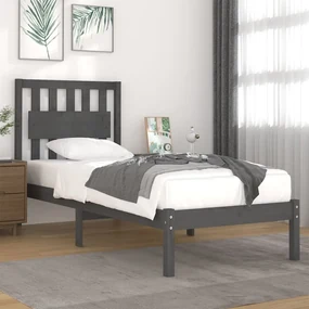 vidaXL Bedframe massief grenenhout grijs 100x200 cm