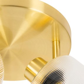 Plafondspot goud met glas 3-lichts verstelbaar rond - Laura