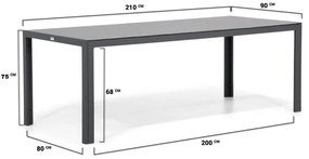 Tuinset 6 personen 210 cm Aluminium Grijs Lifestyle Garden Furniture Amarilla/Mondello
