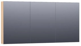 Saniclass Plain Spiegelkast - 140x70x15cm - 3 links- en rechtsdraaiende spiegeldeuren hout - Smoked oak SK-PL140SO