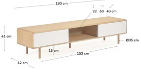 Kave Home Anielle Tv-meubel Licht Hout Met Wit - 180x42x41cm.