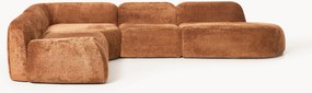 XL modulaire teddy bouclé hoekbank Wolke (4-zits) met chaise longue