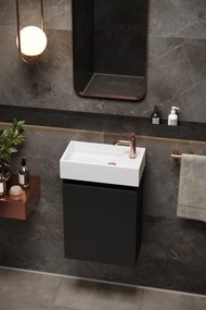 Fontana Alaska toiletmeubel mat zwart 40x22cm met solid surface fontein rechts