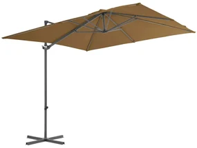 vidaXL Parasol met draagbare voet taupe
