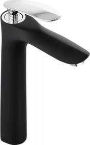 Mexen Lily hoge wastafelkraan, zwart/chroom - 73610-17