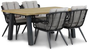 Tuinset 4 personen 180 cm Wicker/Aluminium/Aluminium/wicker Zwart Coco Azzano/Glasgow