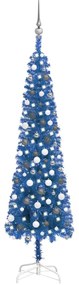 vidaXL Kerstboom met LED's en kerstballen smal 210 cm blauw