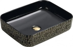 Mexen Lorita bovenbouw wastafel 51 x 39 cm, zwart/goud - 22135163