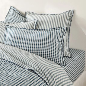 Kussensloop seersucker katoen, Cottage blauw