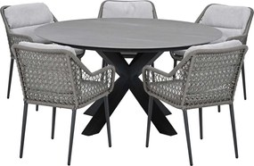Garden Impressions Pemba tuinset 6-delig - Duuk tuintafel Ø150 cm