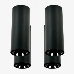 Pack Van 4 Ronde Led-opbouwplafondlampen Ø7,2 Cm Voor Buiten In Aluminium Luisiana Warm Wit 2700k & Zwart & 38º & 11 W - Sklum