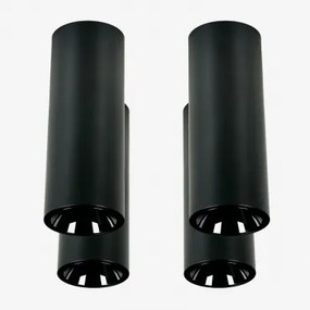 Pack Van 4 Ronde Led-opbouwplafondlampen Ø7,2 Cm Voor Buiten In Aluminium Luisiana Zwart & Warm Wit 2700k & 10 W & 38º - Sklum