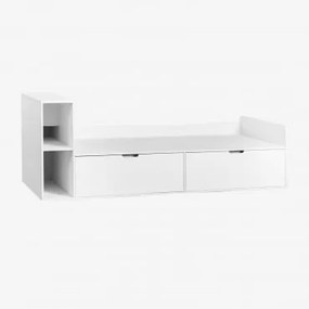 Bed Voor Matras 90x190 Cm Met 2 Lades In Mdf Janete Kids Wit & Links & 90 X 190 Cm - Sklum