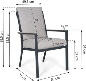 Tuinset 6 personen 220 cm Aluminium Grijs Lifestyle Garden Furniture Lecce/Matara