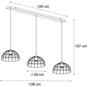 Eettafel / Eetkamer Industriële hanglamp zwart 3-lichts - Hanze Industriele / Industrie / Industrial E27 Binnenverlichting Lamp