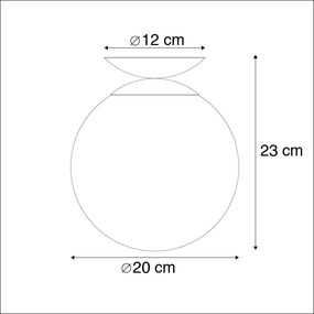 Art Deco plafondlamp messing met zwart glas - Pallon Art Deco E27 bol / globe / rond Binnenverlichting Lamp