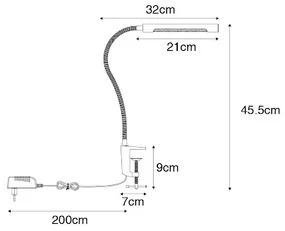 Klem bureaulamp messing incl. LED met touch dimmer - Lionard Modern Binnenverlichting Lamp