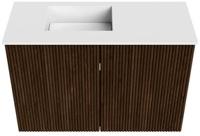 Mondiaz Joya 60cm toiletmeubel walnut met wastafel faye links zonder kraangat talc