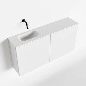 Zaro Polly toiletmeubel 100cm mat wit met witte wastafel zonder kraangat links