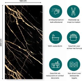 PVC Marmer Paneel Black Gold Glans 260x122x0,3cm