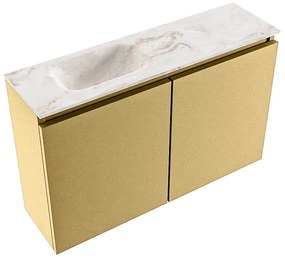 Mondiaz Ture DLux toiletmeubel 80cm oro met wastafel frappe links zonder kraangat