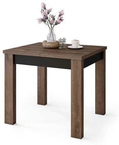 FONTE Eik bruin / Zwart Mat -KLASSIEKE KEUKEN- /WOONKAMERTAFEL 85x75 UITKLAPBAAR TOT 130 cm!