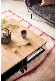 Goossens Salontafel Mamilo vierkant, hout eiken onbewerkt, elegant chic, 80 x 35 x 80 cm