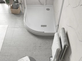 Mexen Flow+ asymmetrische linker kwartronde douchebak 90 x 80 cm, witte glans - 46Q108090LH