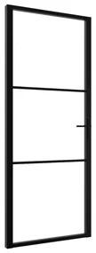 vidaXL Binnendeur 83x201,5 cm ESG-glas en aluminium zwart
