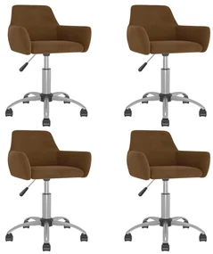 vidaXL Eetkamerstoelen draaibaar 4 st fluweel bruin
