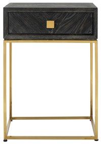Richmond Interiors Blackbone Gold Nachtkastje Zwart Visgraat Met Goud - 50x40x71cm.