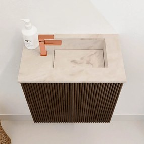 Mondiaz Joya DLux 40cm toiletmeubel walnut met wastafel faye rechts 1 kraangat frappe