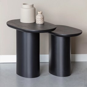Tafeltjes Set Zwart Hout Organisch - 48 X 32cm.
