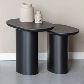 Tafeltjes Set Zwart Hout Organisch - 48 X 32cm.