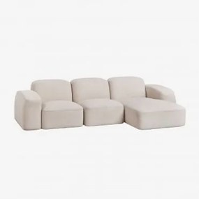 Bastian 3-delige Modulaire Chaise Longuebank Rechts Chenille Dik Wit - Sklum