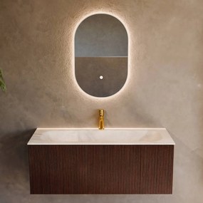 Mondiaz Kurve-dlux 110cm badmeubel ruby met 1 lade en wastafel big medium midden 1 kraangat ostra