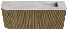 Mondiaz Joya DLux 100cm toiletmeubel ronding links dusk met wastafel faye rechts zonder kraangat glace