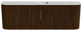 Mondiaz Joya DLux 125cm toiletmeubel ronding links/rechts walnut met wastafel faye midden zonder kraangat opalo