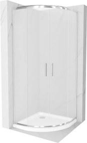 Mexen Rio halfklassieke douchecabine 80 x 80 cm, matglas, chroom + Flat douchebak, wit - 863-080-080-01-30-4110